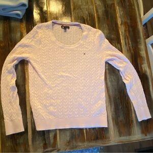 Tommy Hilfiger Women’s Soft Pink Cable Knit Crewneck Sweater Size Medium